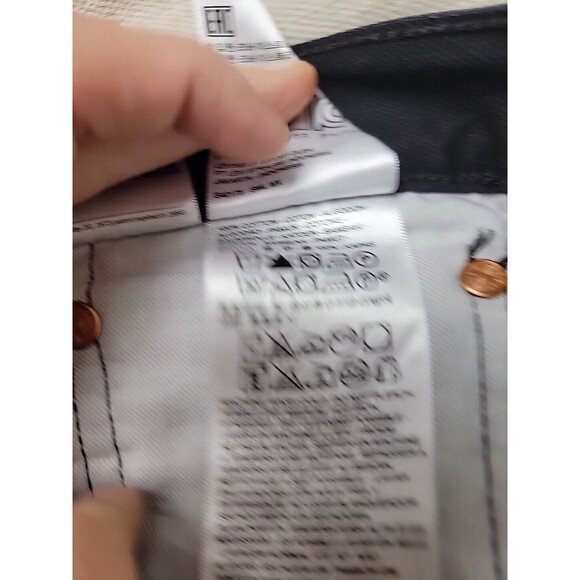 Levis 501 Jeans Mens 38x34 Straight Button Fly Black Cotton Mid Rise Distressed - Picture 12 of 16